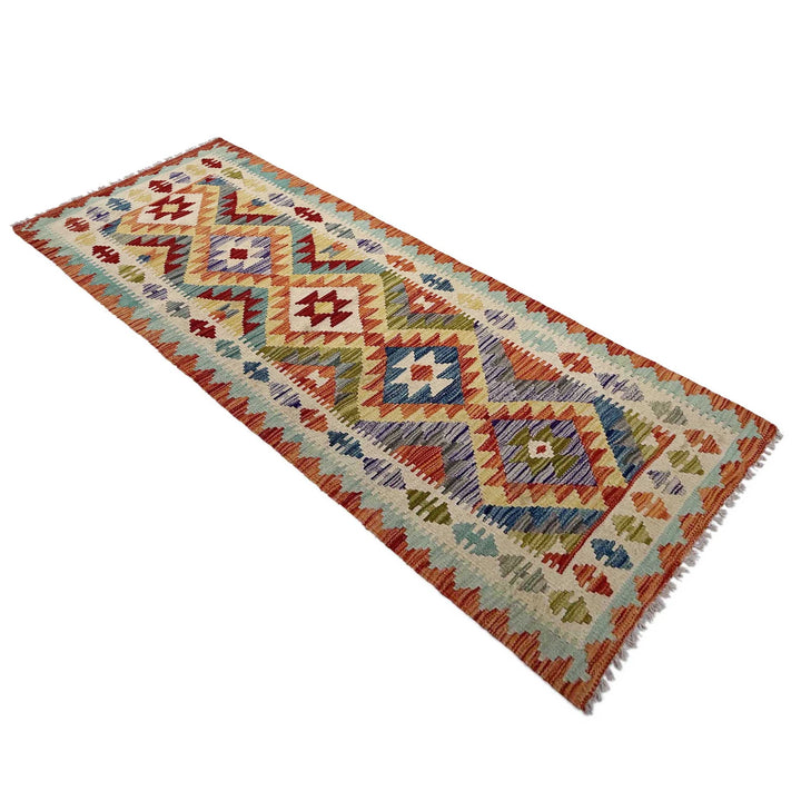 Afghan Vegetable Kilim Rug 2' 10" x 8' 0" Flat-Weave | No. AL268106
