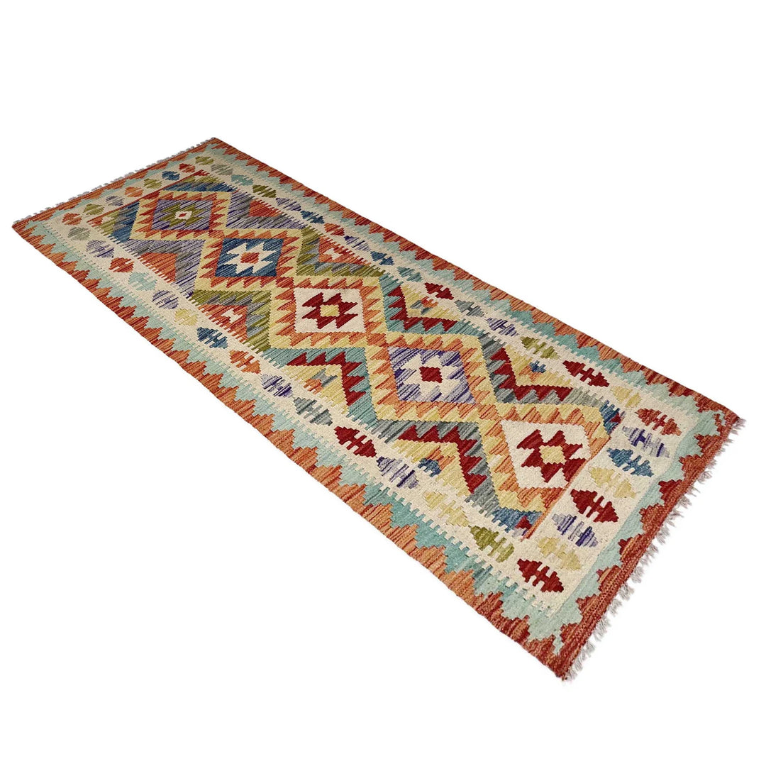 Afghan Vegetable Kilim Rug 2' 10" x 8' 0" Flat-Weave | No. AL268106