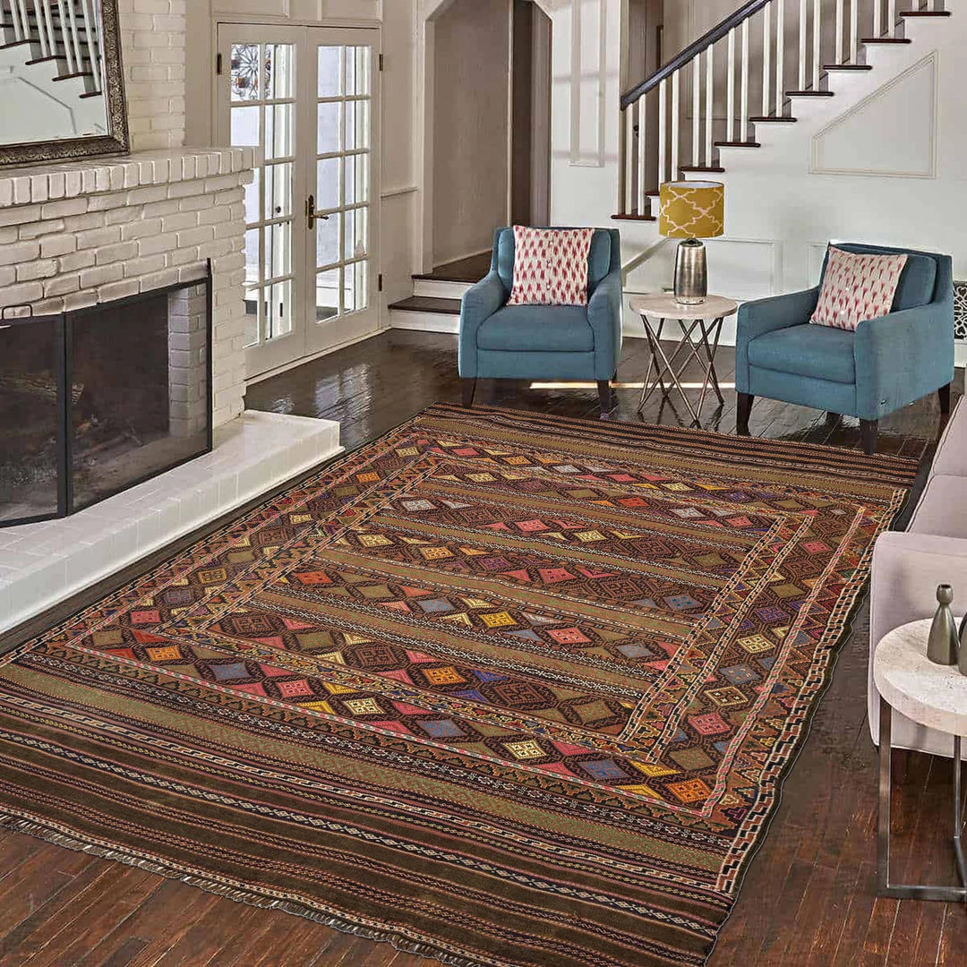 Afghan Kilim Rug 5' 2" x 8' 0" Flat-Weave | No. AL26829