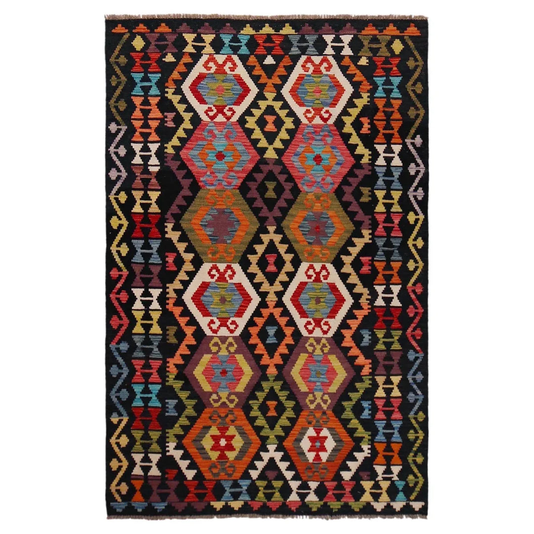 Afghan Vegetable Kelim Rug 4' 1" x 6' 7" Flat-Weave | No. AL26831