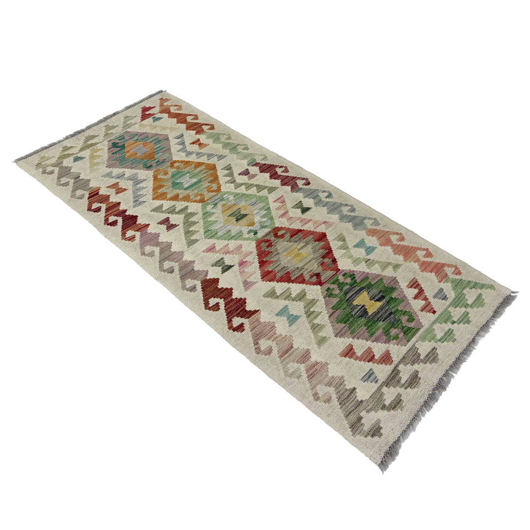Afghan Vegetable Kilim Rug 2' 0" x 5' 7" Flat-Weave | No. AL268639