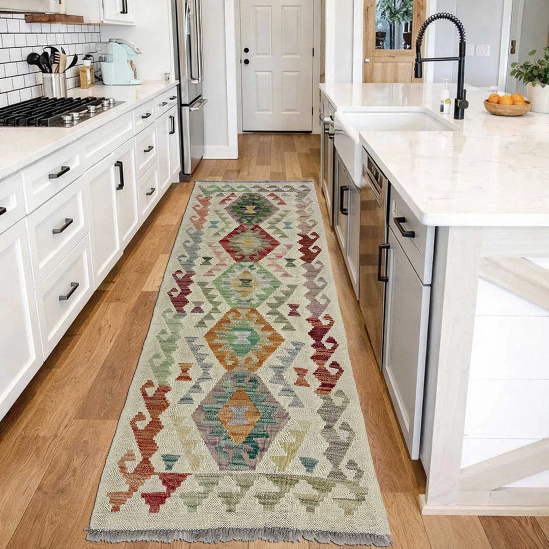 Afghan Vegetable Kilim Rug 2' 0" x 5' 7" Flat-Weave | No. AL268639