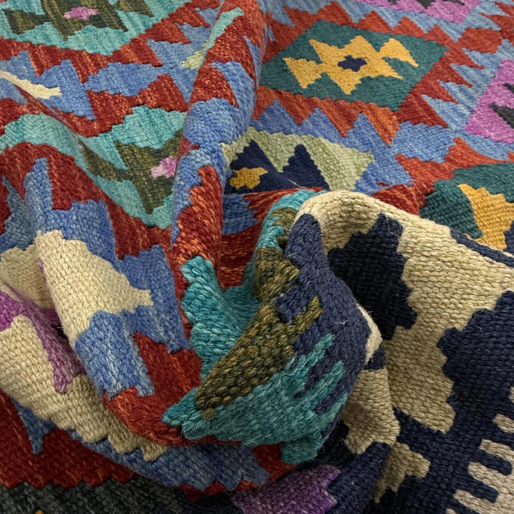 Afghan Vegetable Kilim Rug 6' 8" x 9' 11" Flat-Weave | No. AL270170
