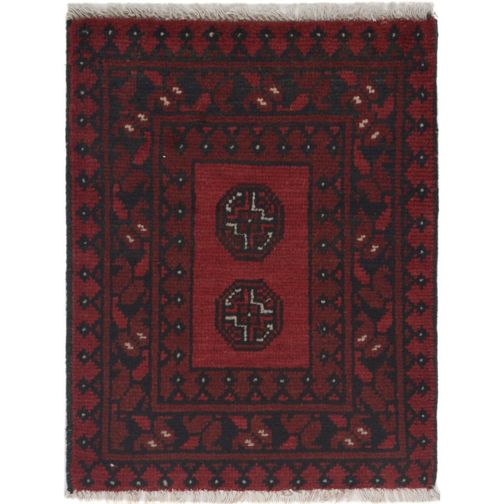Red Afghan Oriental Rug 1' 8" x 2' 2" Hand-Knotted | No. AL27068