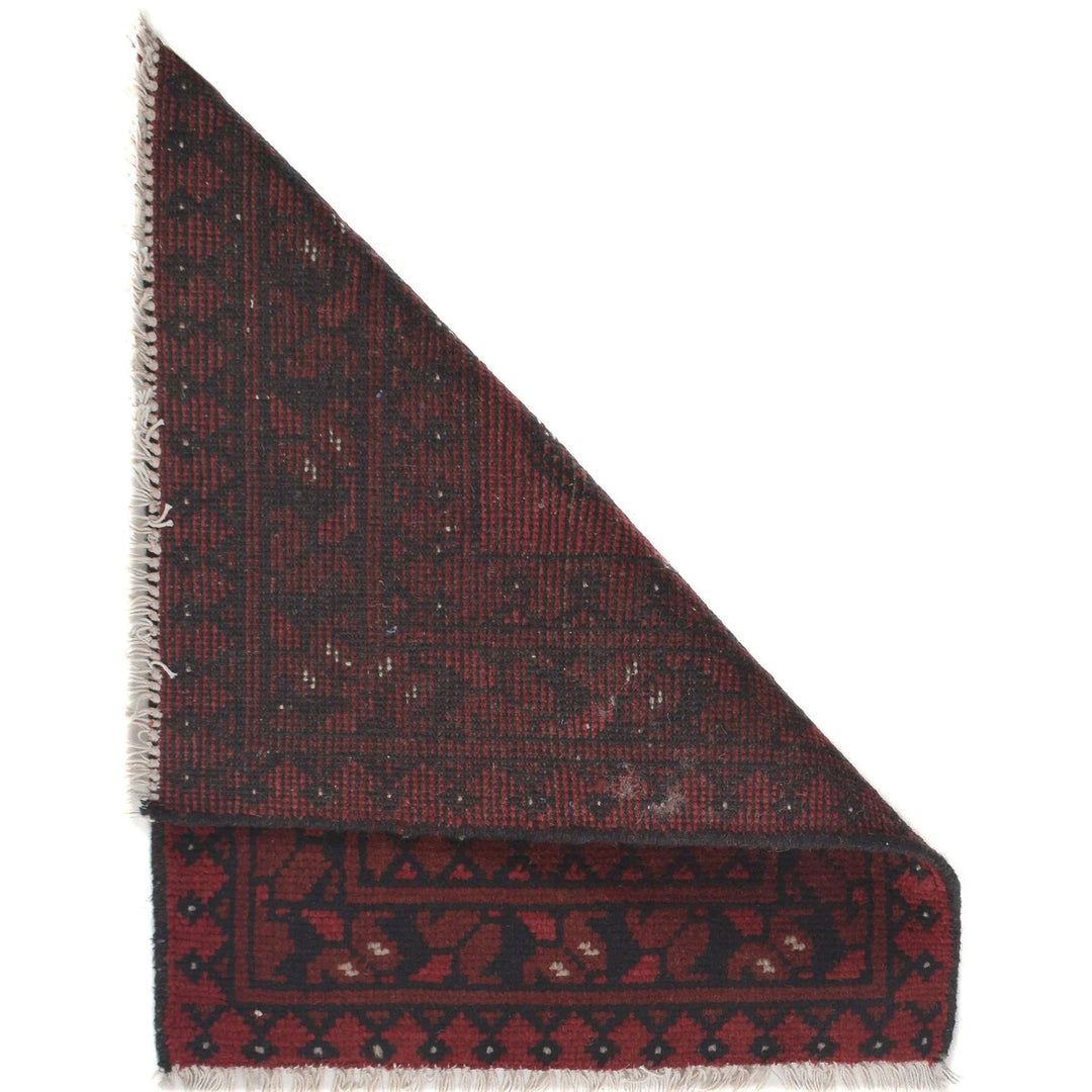 Red Afghan Oriental Rug 1' 8" x 2' 2" Hand-Knotted | No. AL27068