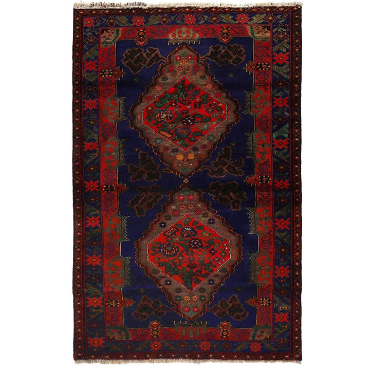 Afghan Baluchi Rug 4' 3" x 6' 7" Hand-Knotted | No. AL27090