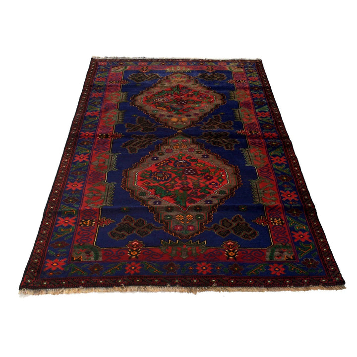 Afghan Baluchi Rug 4' 3" x 6' 7" Hand-Knotted | No. AL27090