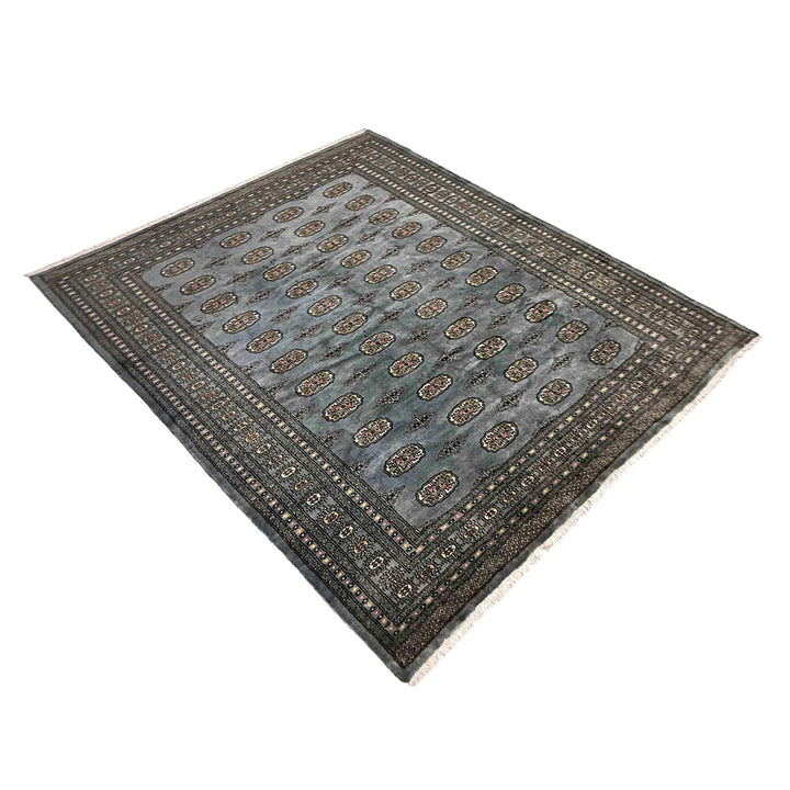 Gray Pakistani Bokhara Rug 6' 8" x 9' 8" Hand-Knotted | No. AL271295