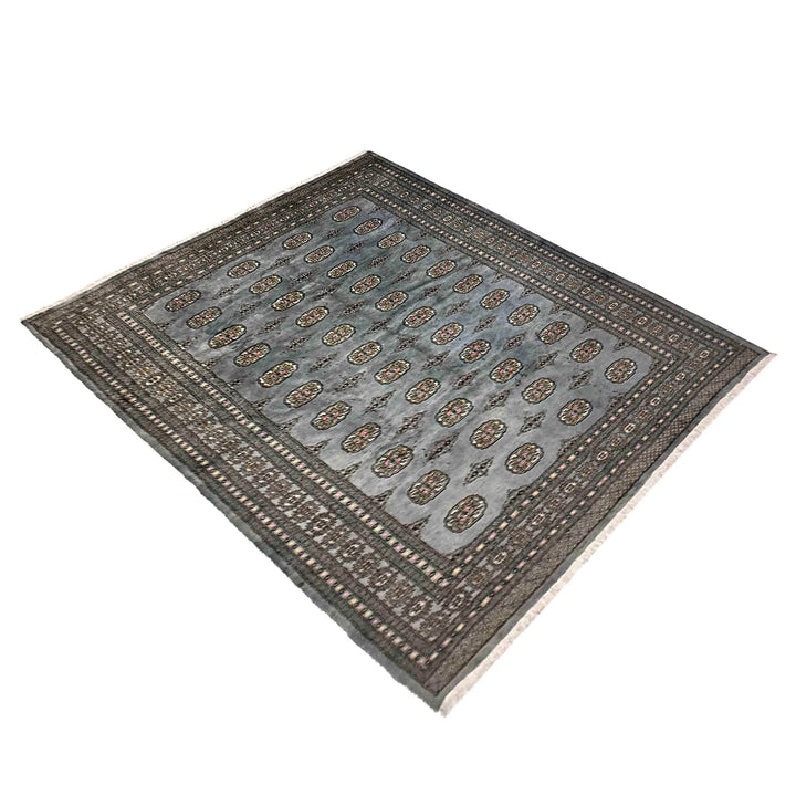 Gray Pakistani Bokhara Rug 6' 8" x 9' 8" Hand-Knotted | No. AL271295