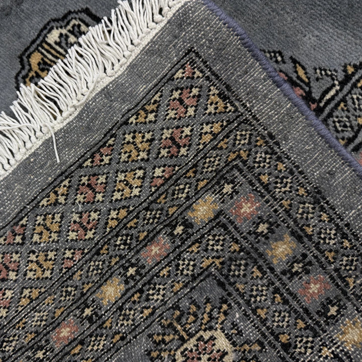 Gray Pakistani Bokhara Rug 6' 8" x 9' 8" Hand-Knotted | No. AL271295