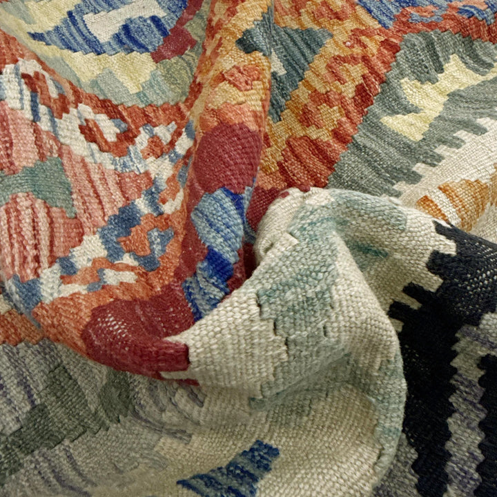 Afghan Vegetable Kilim Rug 5' 9" x 7' 9" Flat-Weave | No. AL271302