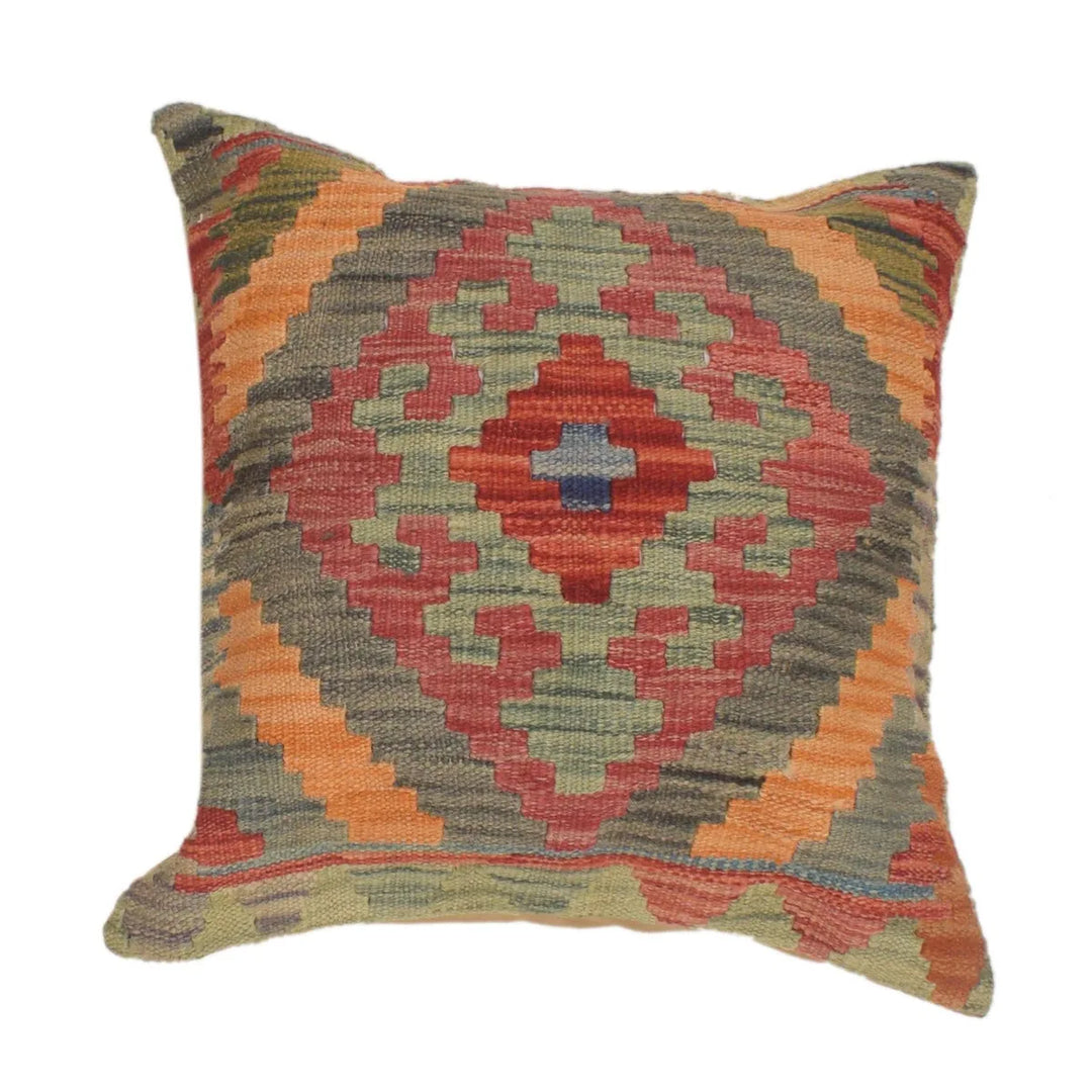 Afghan Geometric Cushion 1' 6" x 1' 6" Flat-Weave | No. AL27131