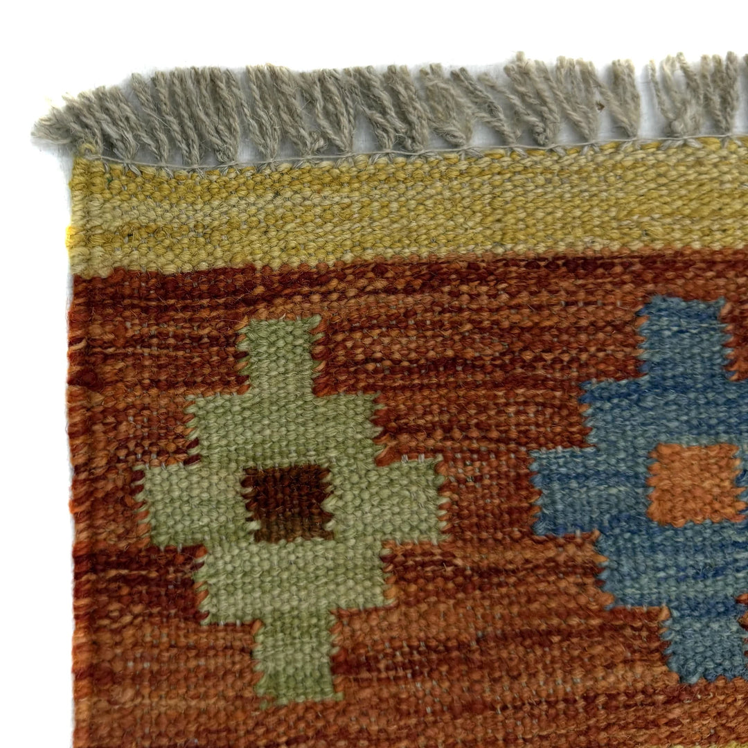 Afghan Vegetable Kilim Rug 3' 4" x 4' 9" Flat-Weave | No. AL271564