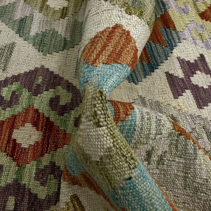 Afghan Vegetable Kilim Rug 2' 7" x 9' 5" Flat-Weave | No. AL271723
