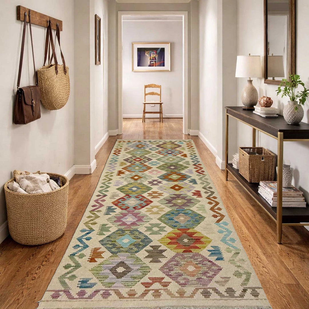 Afghan Vegetable Kilim Rug 2' 7" x 9' 5" Flat-Weave | No. AL271723
