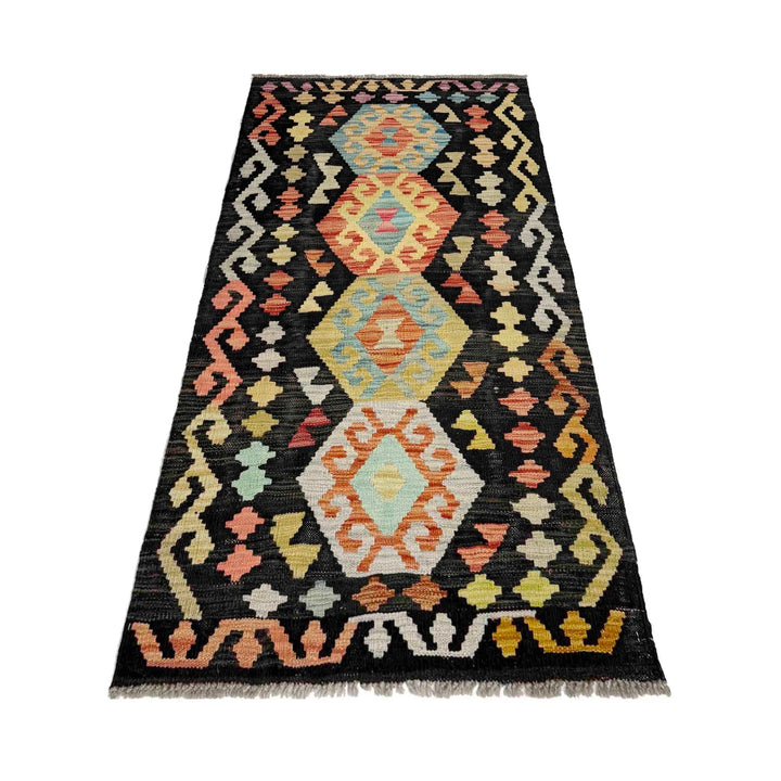 Afghan Vegetable Kilim Rug 2' 4" x 4' 7" Flat-Weave | No. AL272014