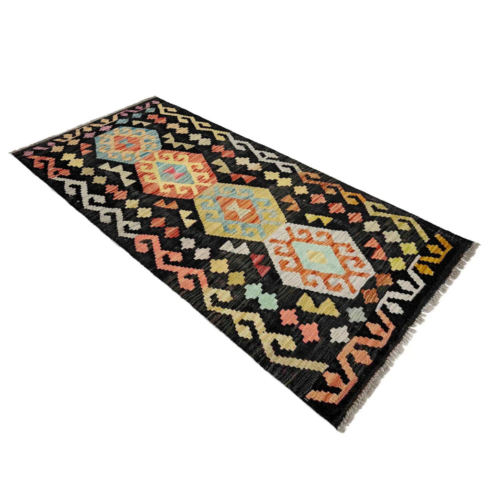 Afghan Vegetable Kilim Rug 2' 4" x 4' 7" Flat-Weave | No. AL272014