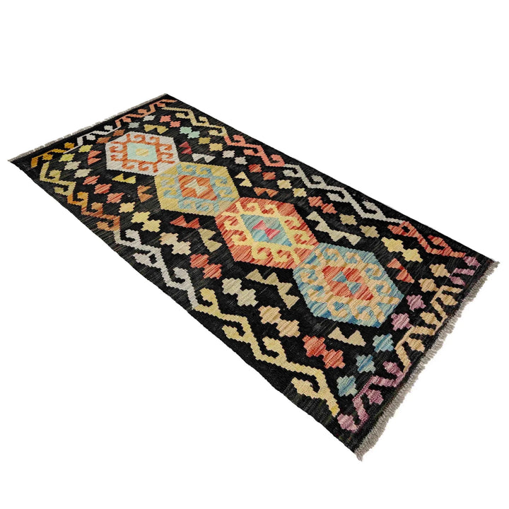 Afghan Vegetable Kilim Rug 2' 4" x 4' 7" Flat-Weave | No. AL272014