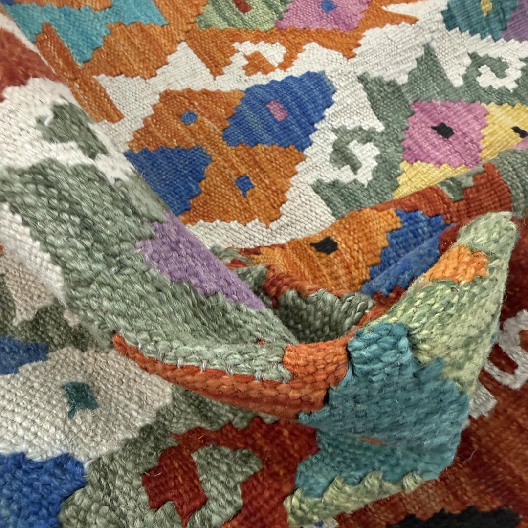 Afghan Vegetable Kilim Rug 4' 4" x 6' 2" Flat-Weave | No. AL272470