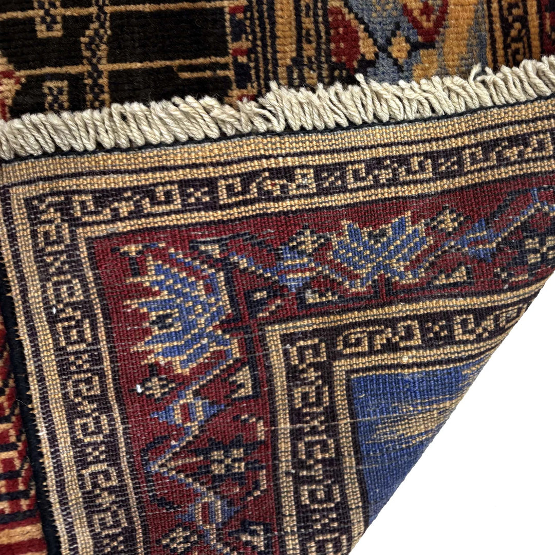 Multicolor Afghan Prayer Rug Rug 2' 8" x 3' 8" Hand-Knotted | No. AL27288