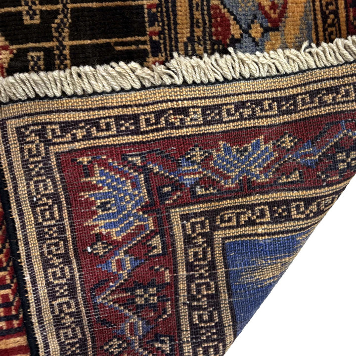 Multicolor Afghan Prayer Rug Rug 2' 8" x 3' 8" Hand-Knotted | No. AL27288