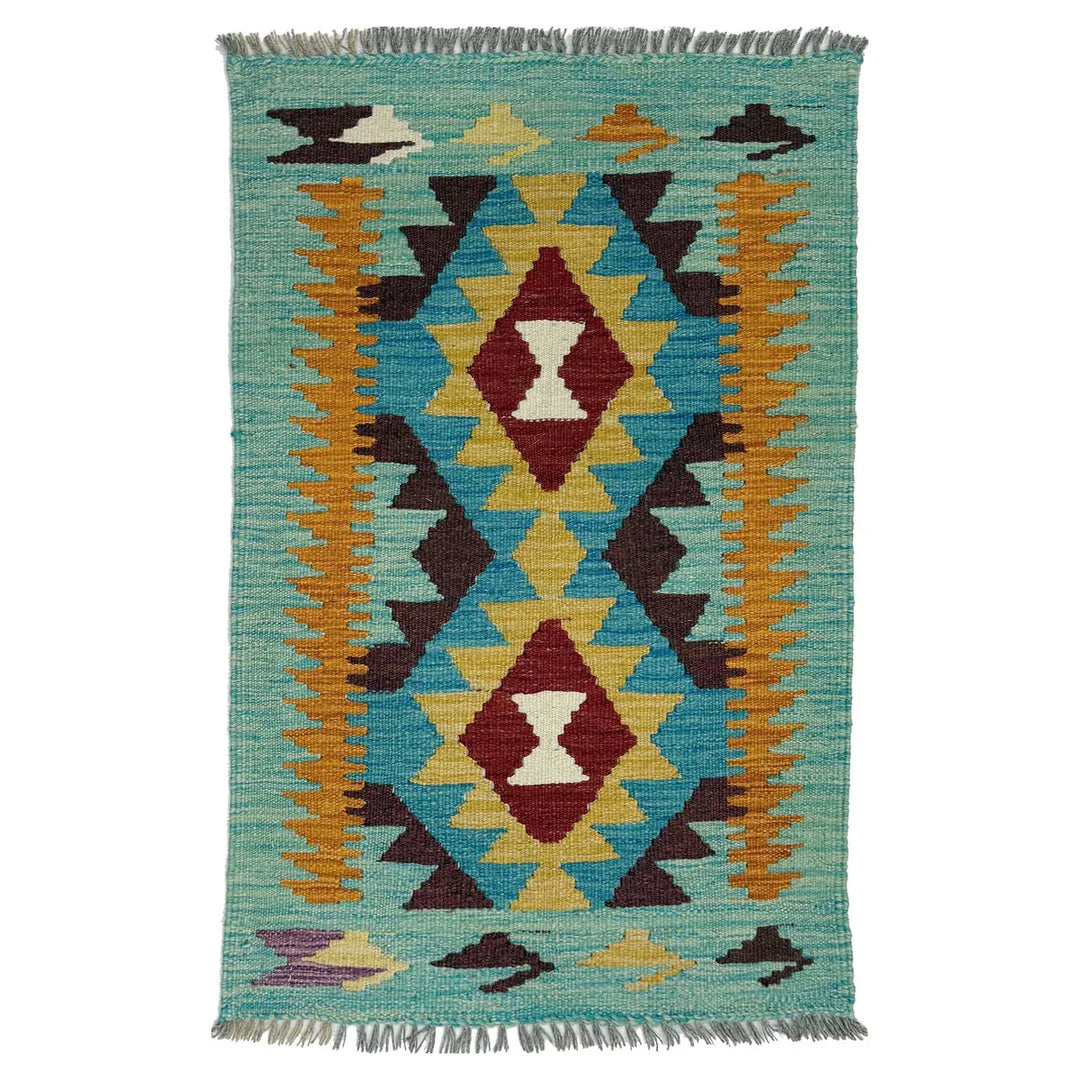 Afghan Vegetable Kilim Rug 2' 0" x 3' 0" Flat-Weave | No. AL273177