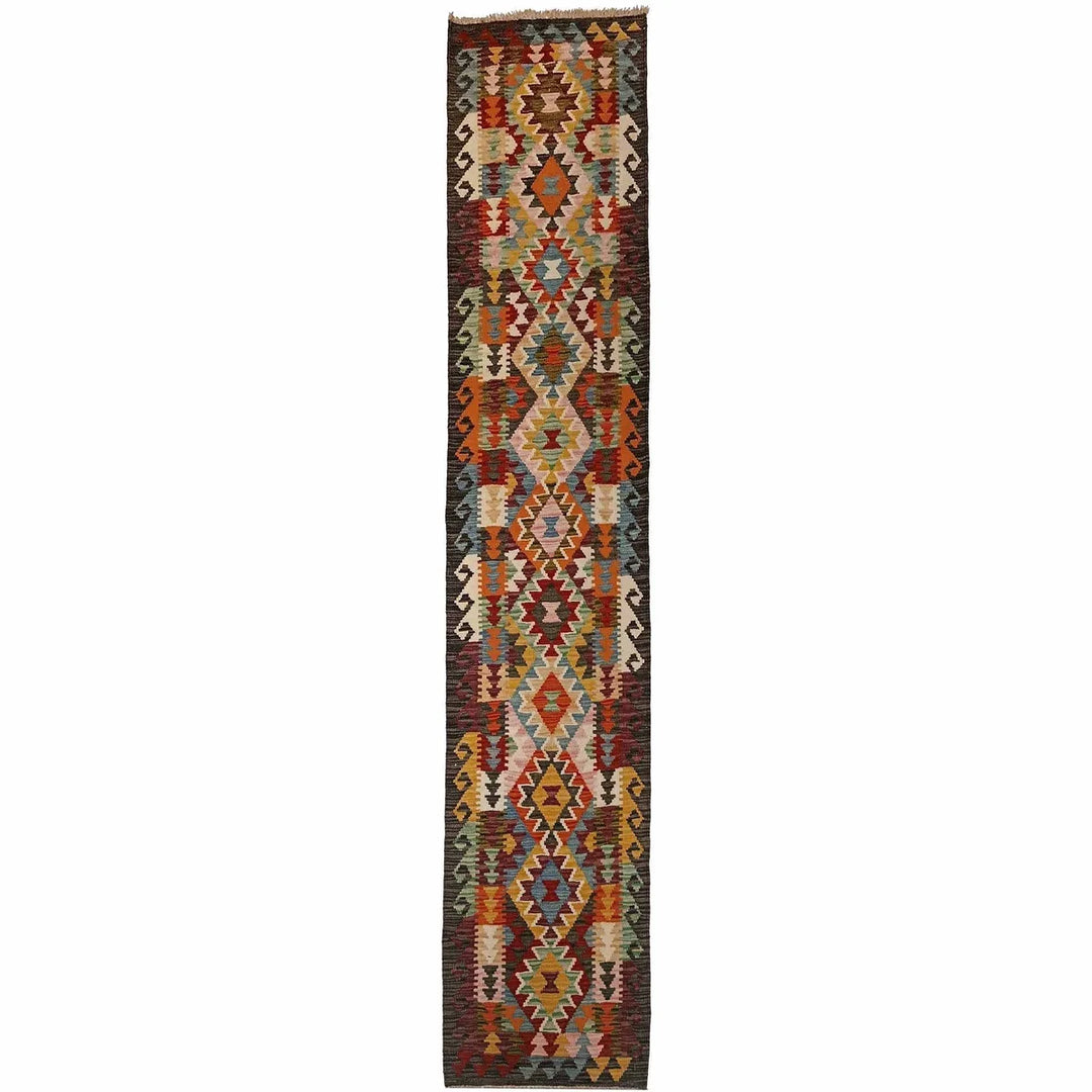 Afghan Kilim Rug 1' 10" x 9' 5" Flat-Weave | No. AL27365