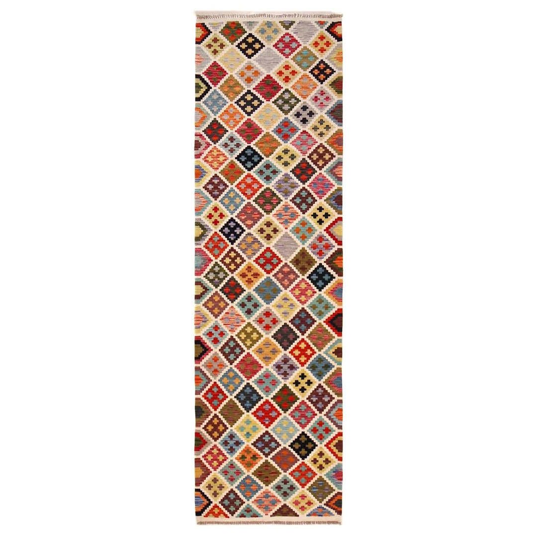 Afghan Chobi Kilim Runner 2' 8" x 9' 7" Flat-Weave | No. AL27466