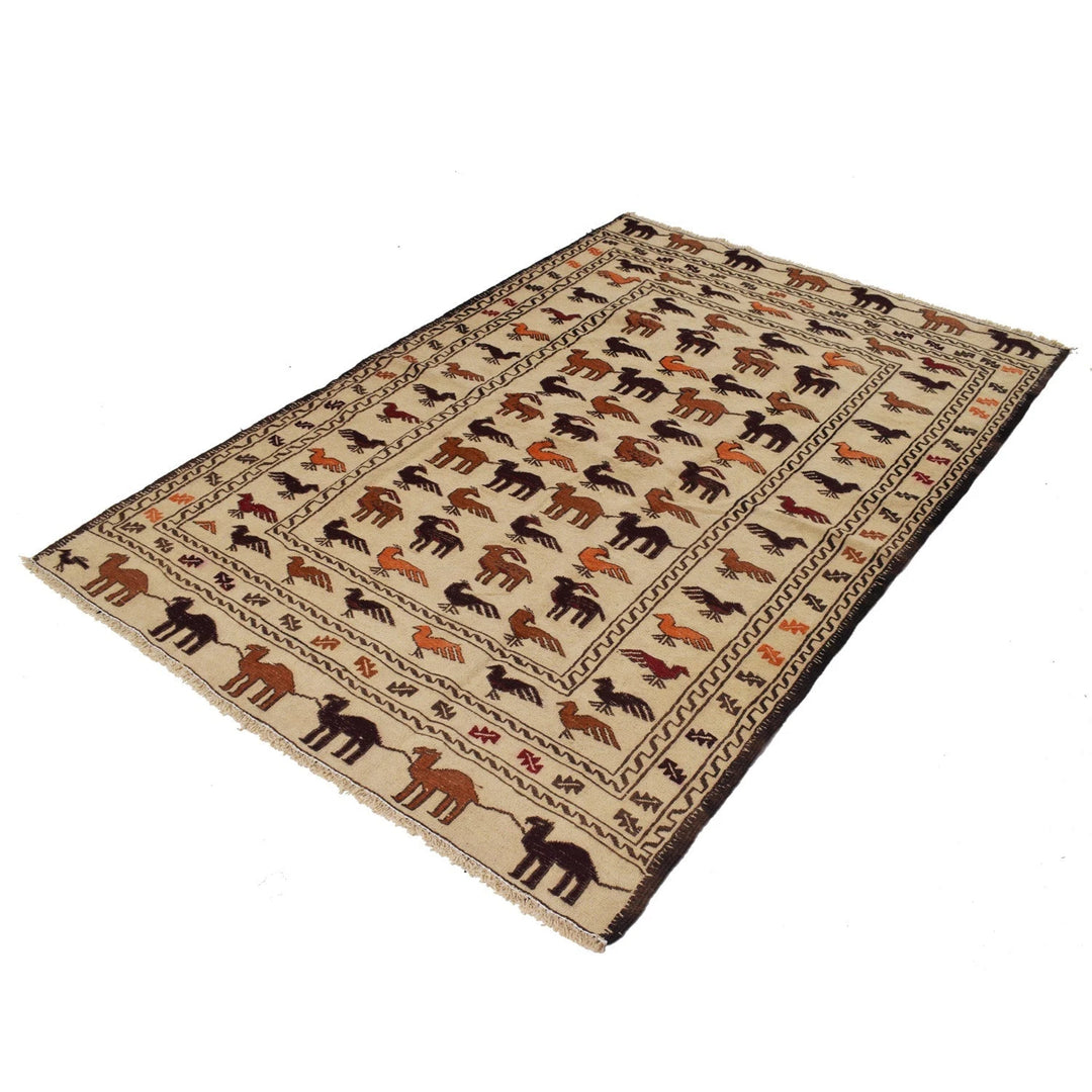 Afghan Soumak Rug 4' 3" x 6' 5" Flat-Weave | No. AL27554