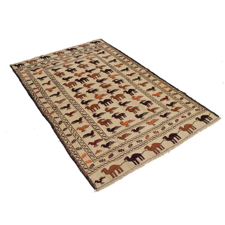 Afghan Soumak Rug 4' 3" x 6' 5" Flat-Weave | No. AL27554