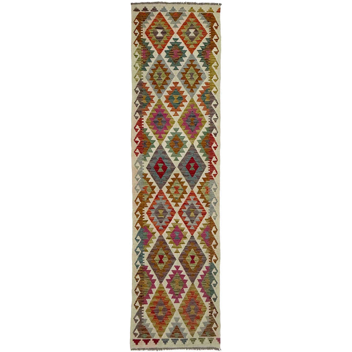 Afghan Vegetable Kilim Rug 2'6" x 9'10" Flat-Weave | No. AL275638