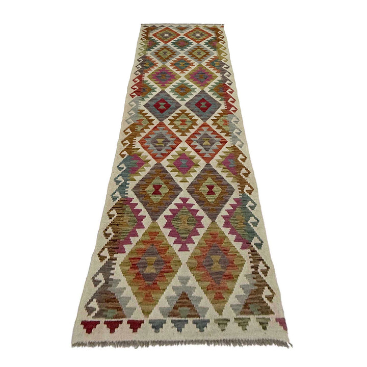 Afghan Vegetable Kilim Rug 2'6" x 9'10" Flat-Weave | No. AL275638