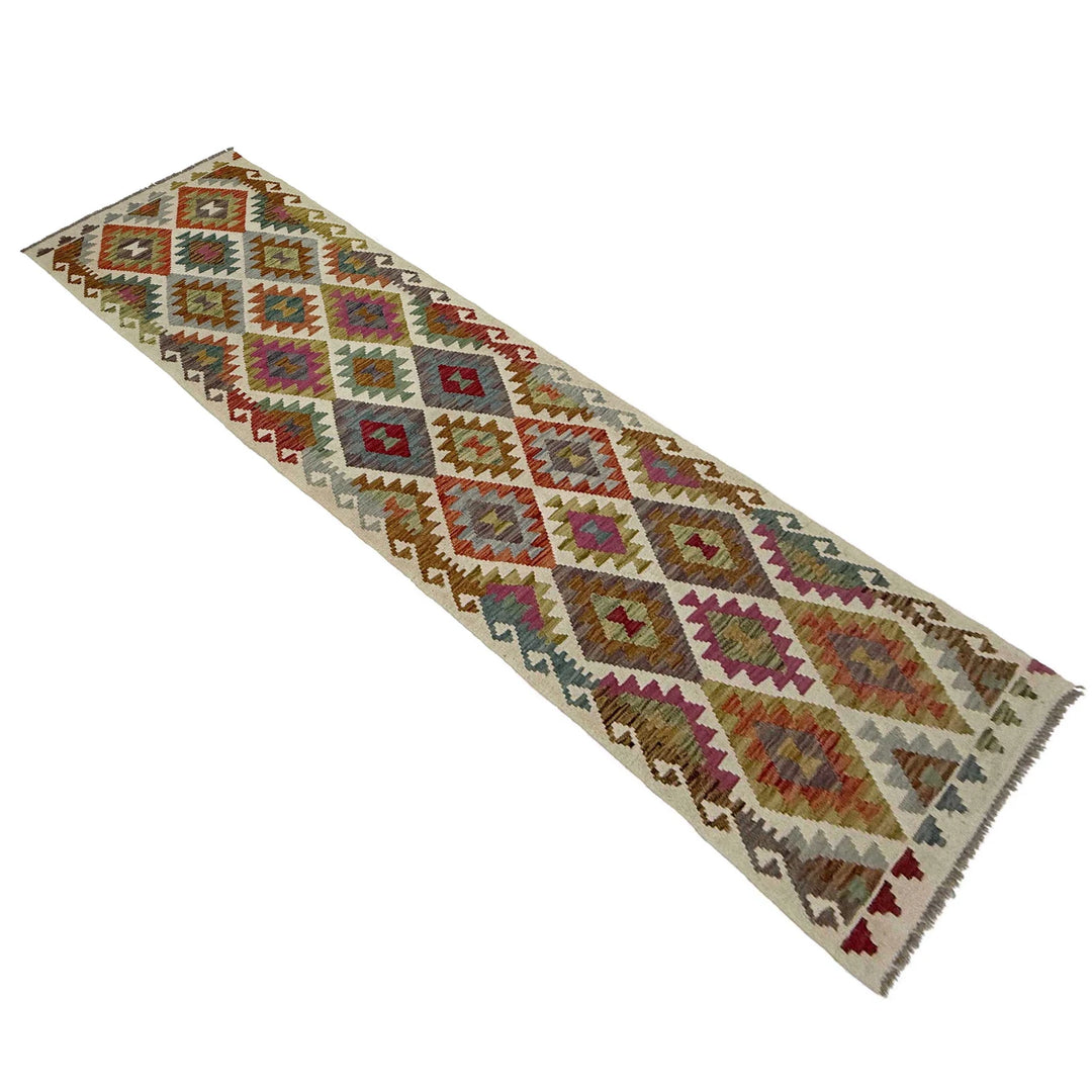 Afghan Vegetable Kilim Rug 2'6" x 9'10" Flat-Weave | No. AL275638