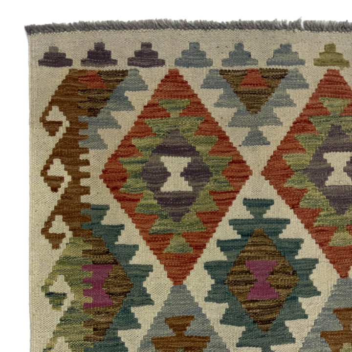 Afghan Vegetable Kilim Rug 2'6" x 9'10" Flat-Weave | No. AL275638