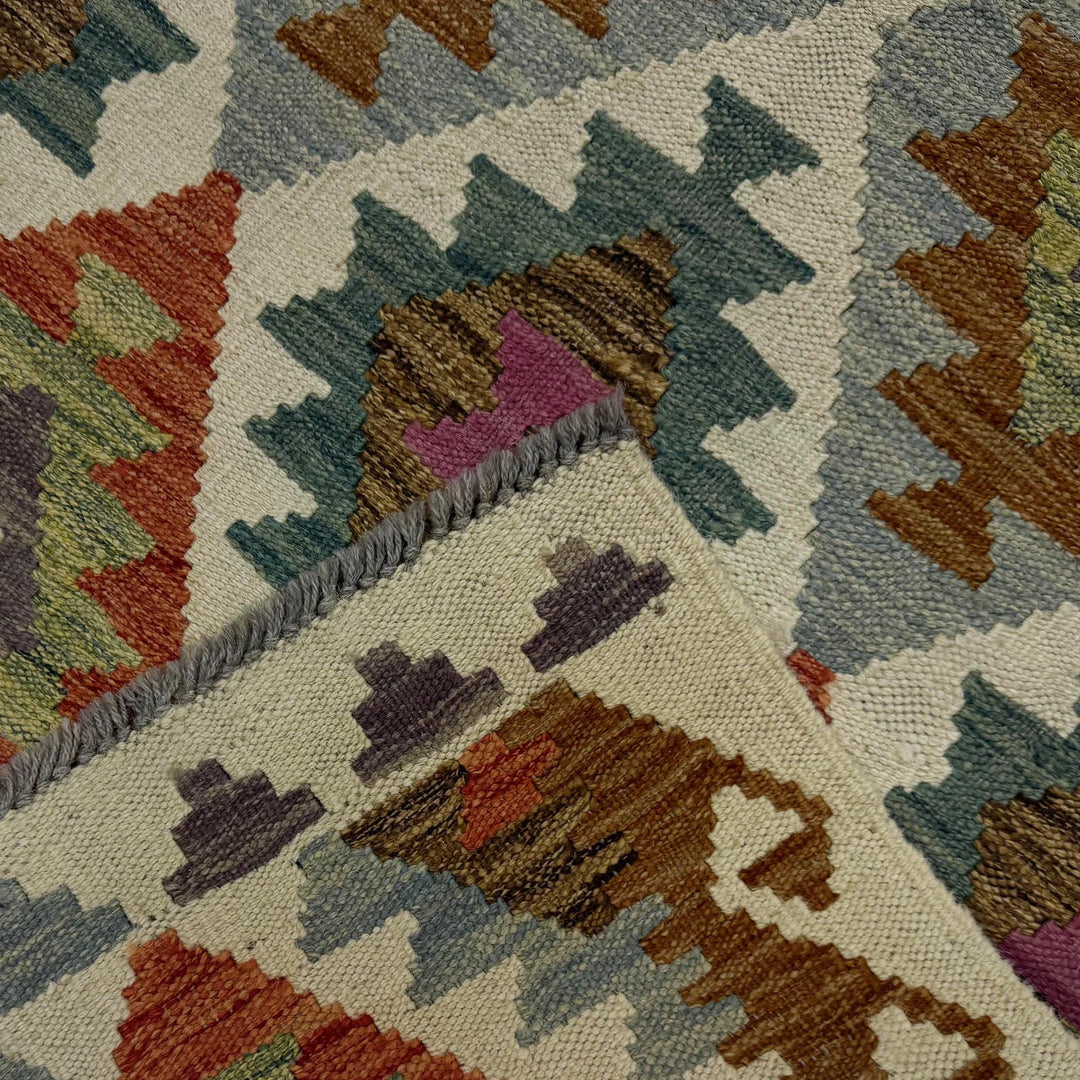 Afghan Vegetable Kilim Rug 2'6" x 9'10" Flat-Weave | No. AL275638