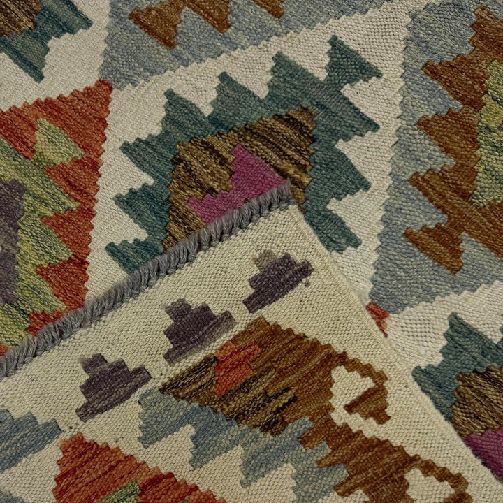 Afghan Vegetable Kilim Rug 2'6" x 9'10" Flat-Weave | No. AL275638