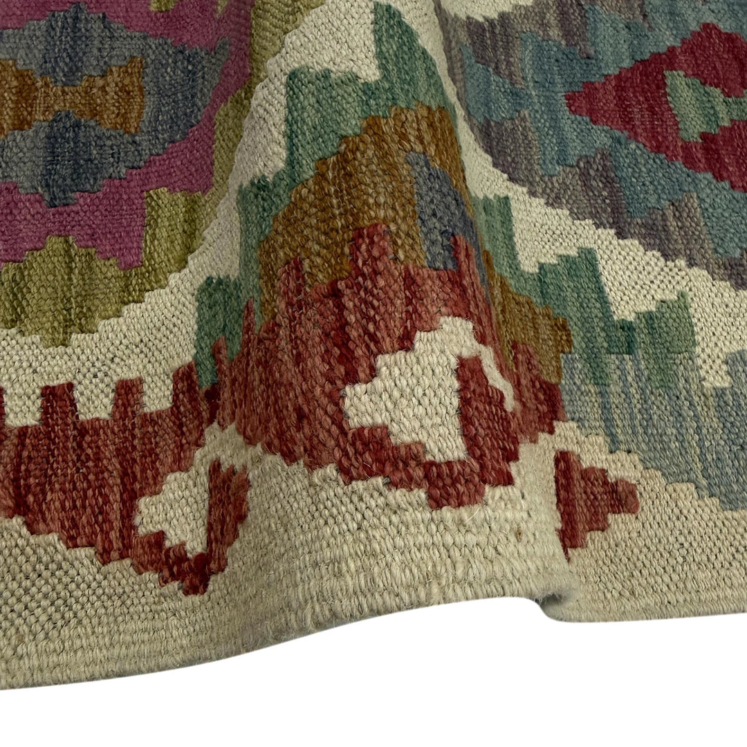 Afghan Vegetable Kilim Rug 2'6" x 9'10" Flat-Weave | No. AL275638