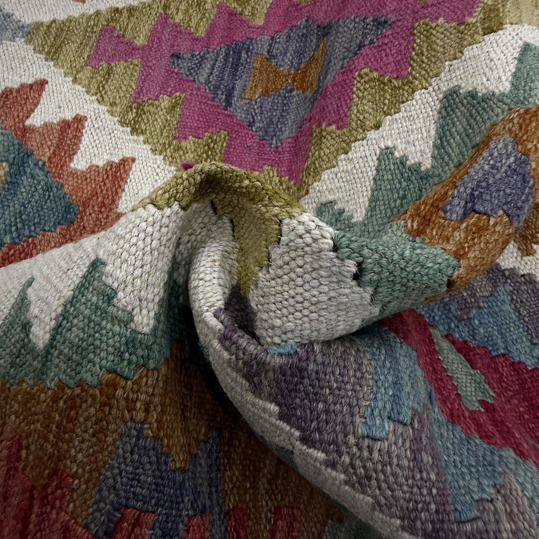 Afghan Vegetable Kilim Rug 2'6" x 9'10" Flat-Weave | No. AL275638