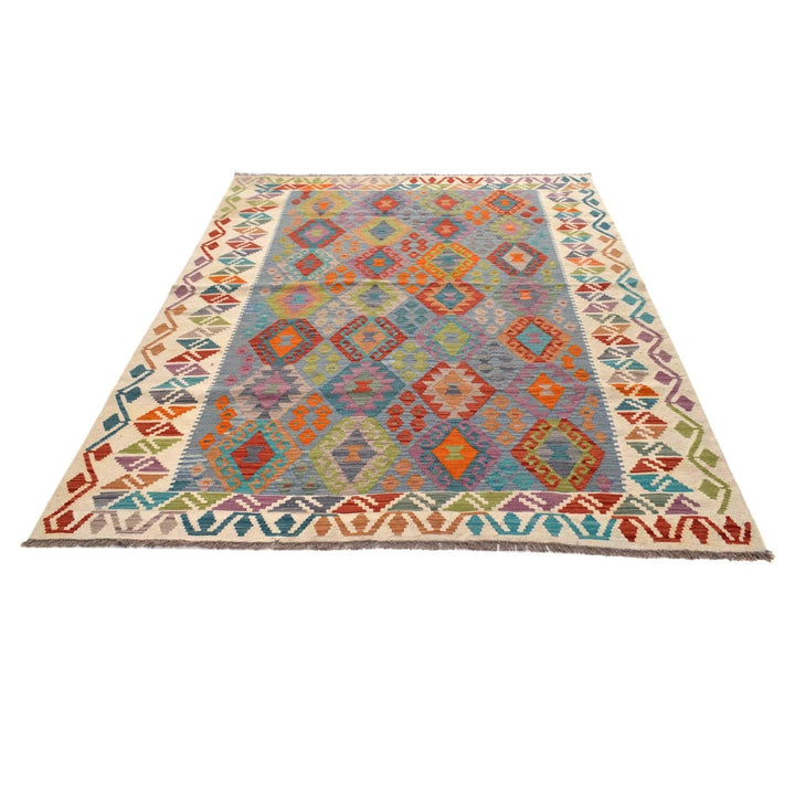 Afghan Kilim Rug 5' 9" x 7' 10" Flat-Weave | No. AL27600
