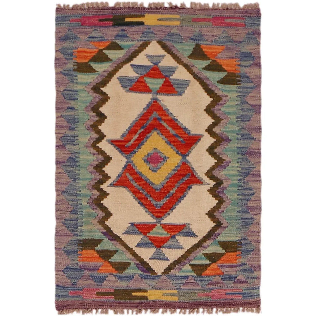 Afghan Chobi Kilim Rug 2' 2" x 3' 1" Flat-Weave | No. AL27643