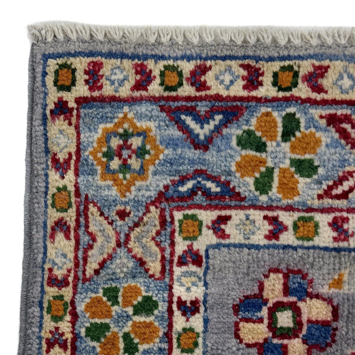 Gray Afghan Kazak Rug 1' 10" x 5' 9" Hand-Knotted | No. AL27657