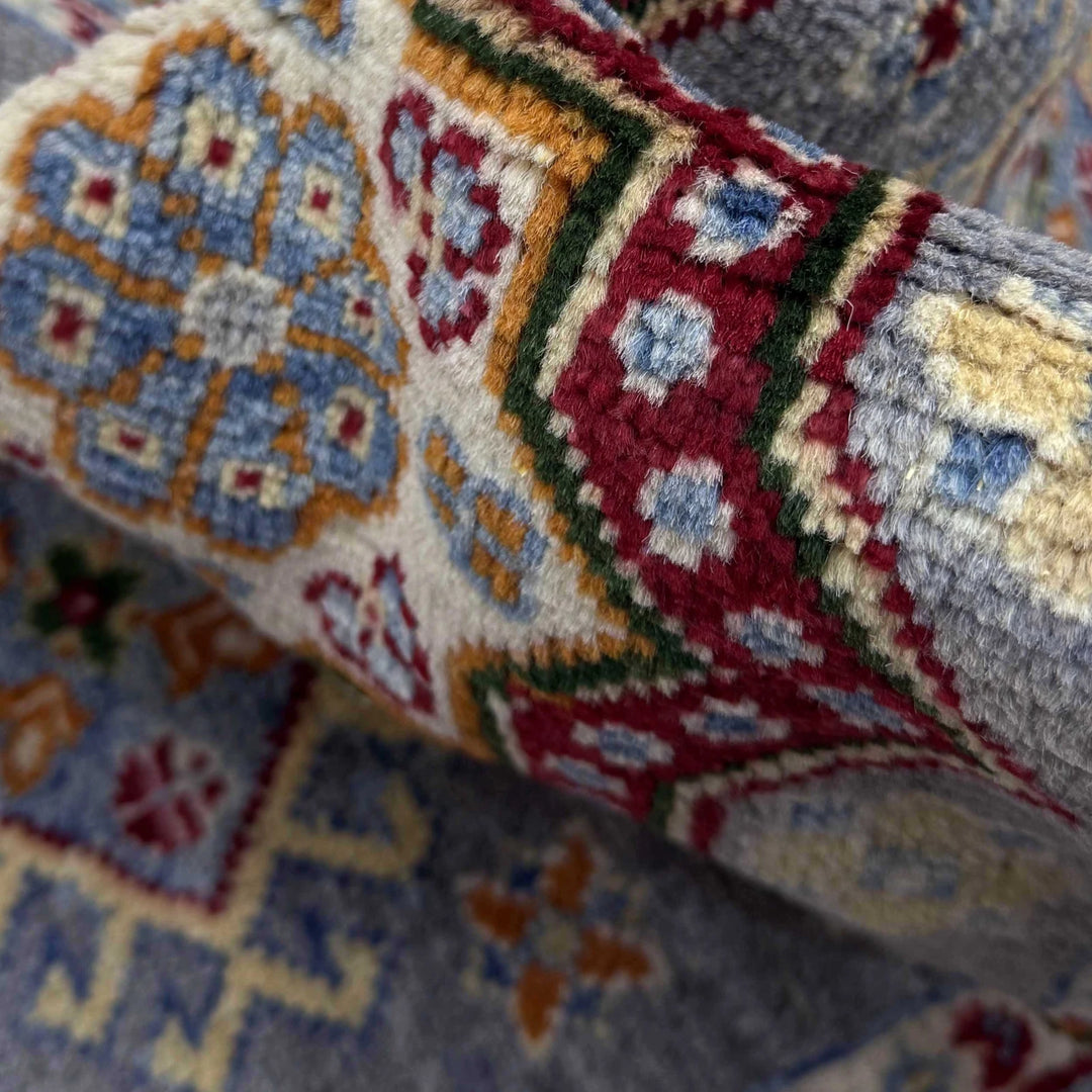 Gray Afghan Kazak Rug 1' 10" x 5' 9" Hand-Knotted | No. AL27657