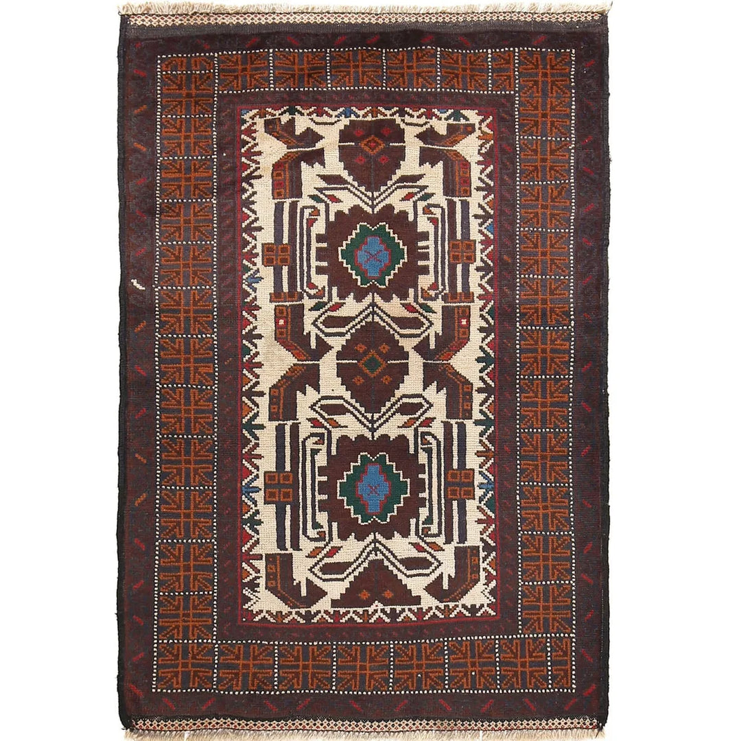 Afghan Baluchi Rug 2' 11" x 4' 5" Hand-Knotted | No. AL27662