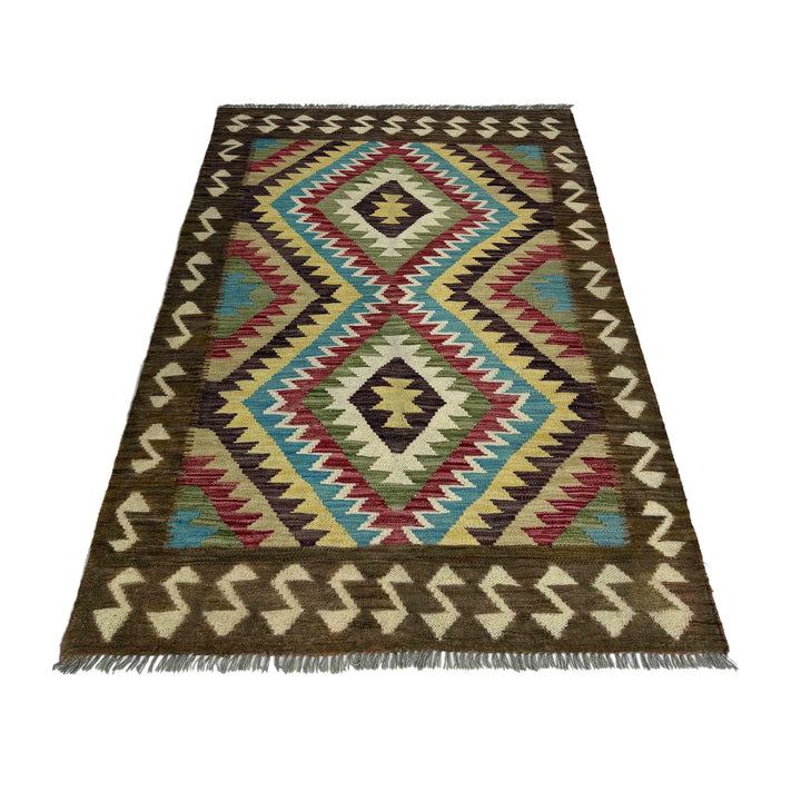 Afghan Vegetable Kilim Rug 3' 3" x 5' 1" Flat-Weave | No. AL276639