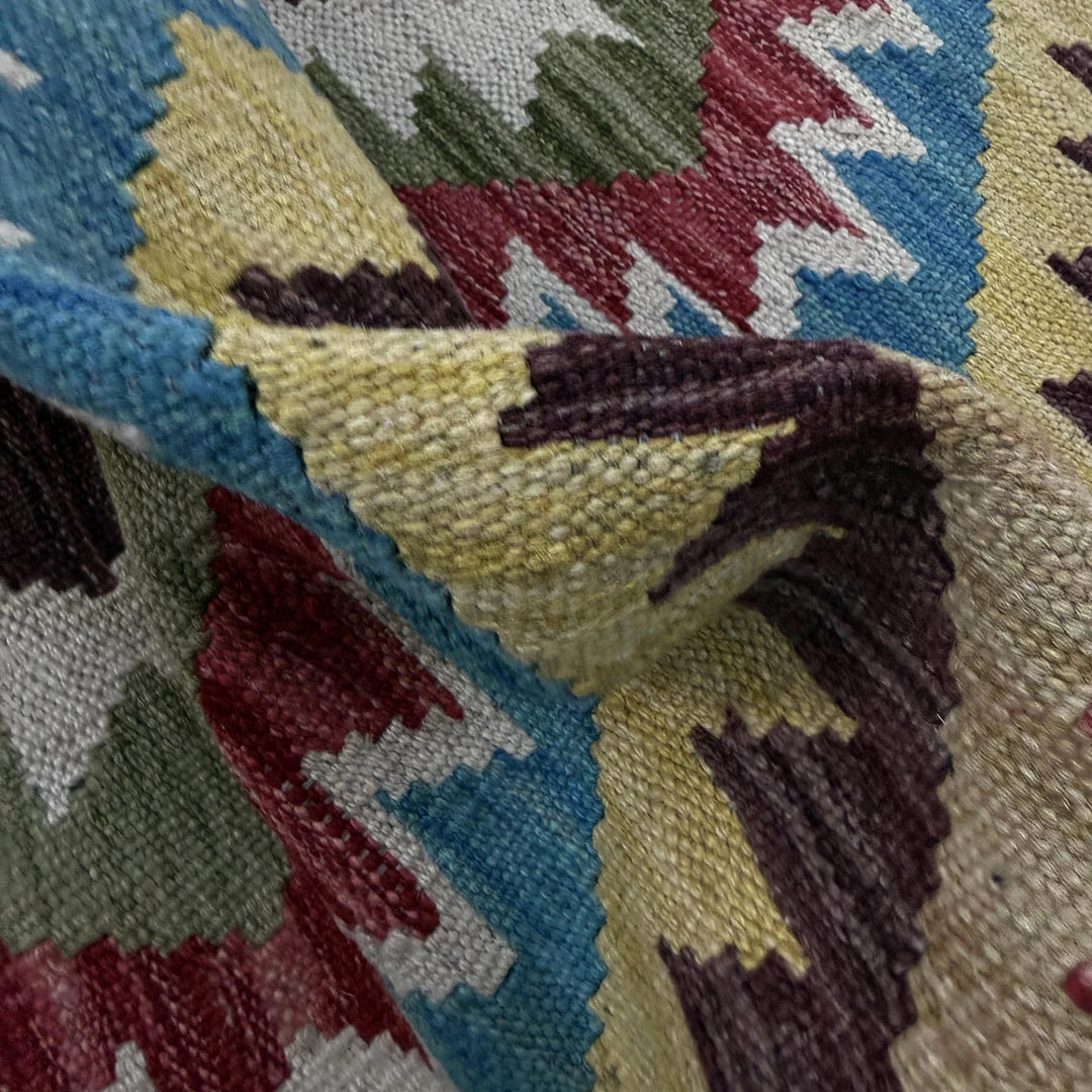 Afghan Vegetable Kilim Rug 3' 3" x 5' 1" Flat-Weave | No. AL276639