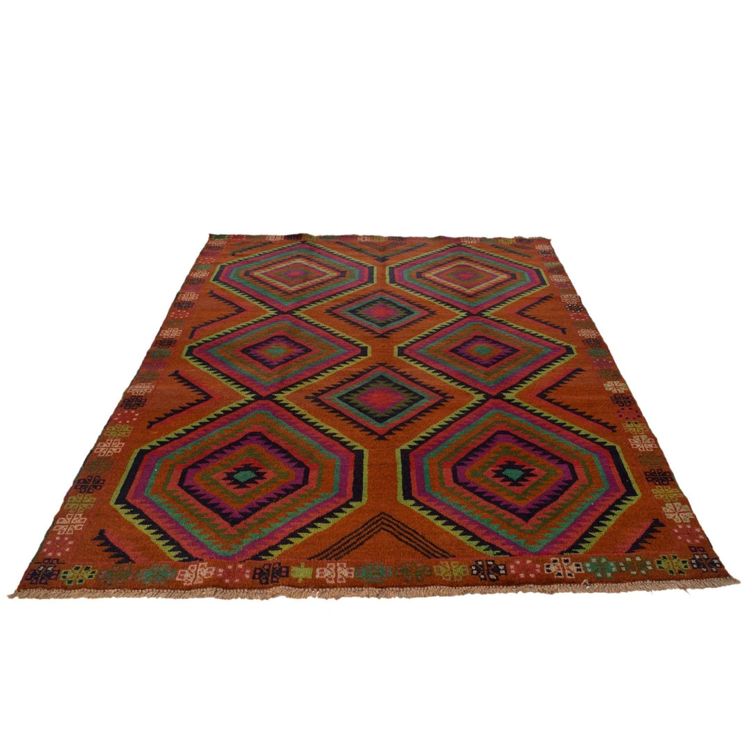 Tan Afghan Kohistani Rug 5' 9" x 7' 10" Hand-Knotted | No. AL27726