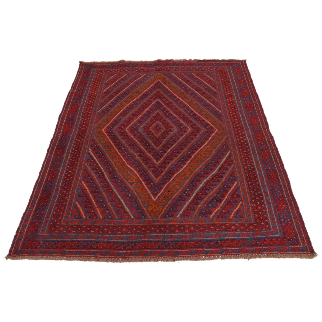 Red Afghan Mashwani Rug 5' 0" x 6' 3" Hand-Knotted | No. AL27795