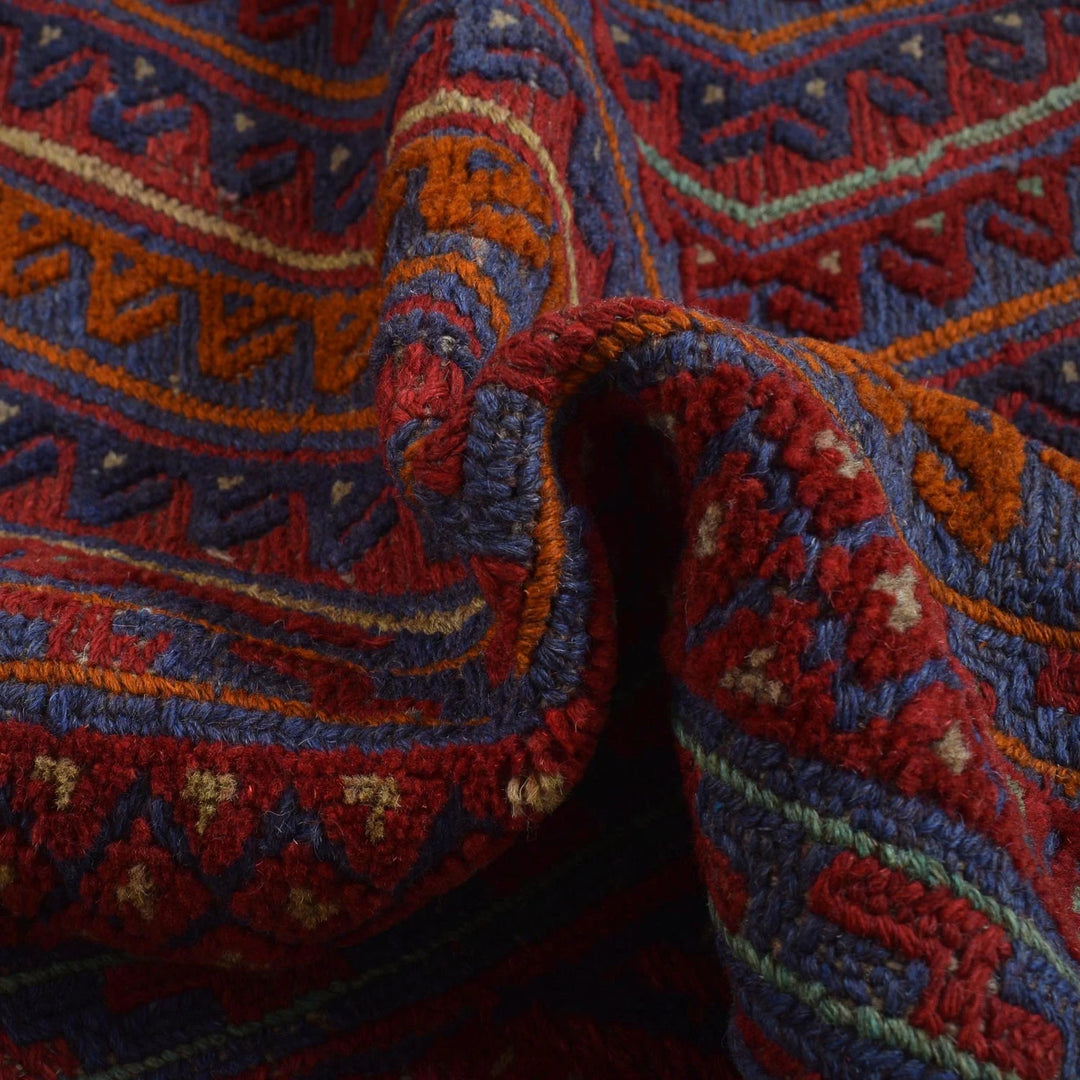 Red Afghan Mashwani Rug 5' 0" x 6' 3" Hand-Knotted | No. AL27795