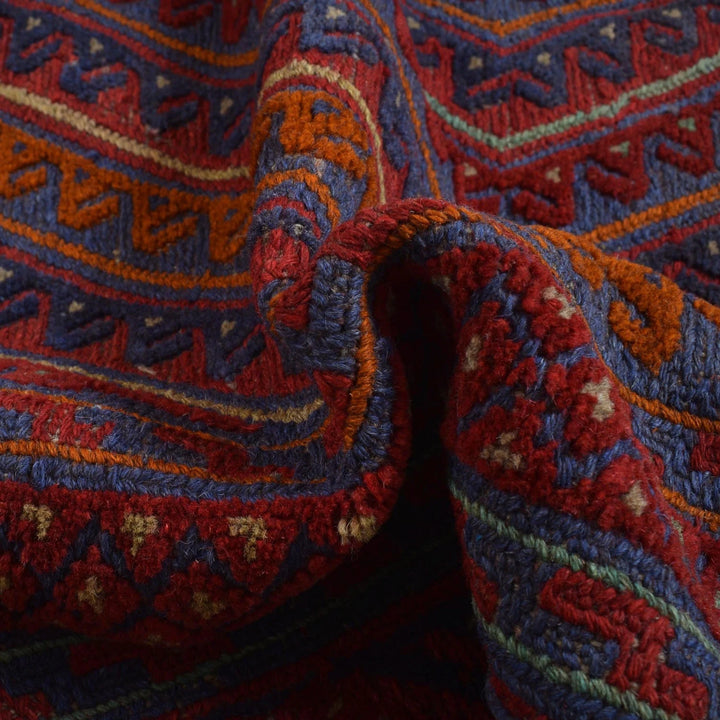 Red Afghan Mashwani Rug 5' 0" x 6' 3" Hand-Knotted | No. AL27795