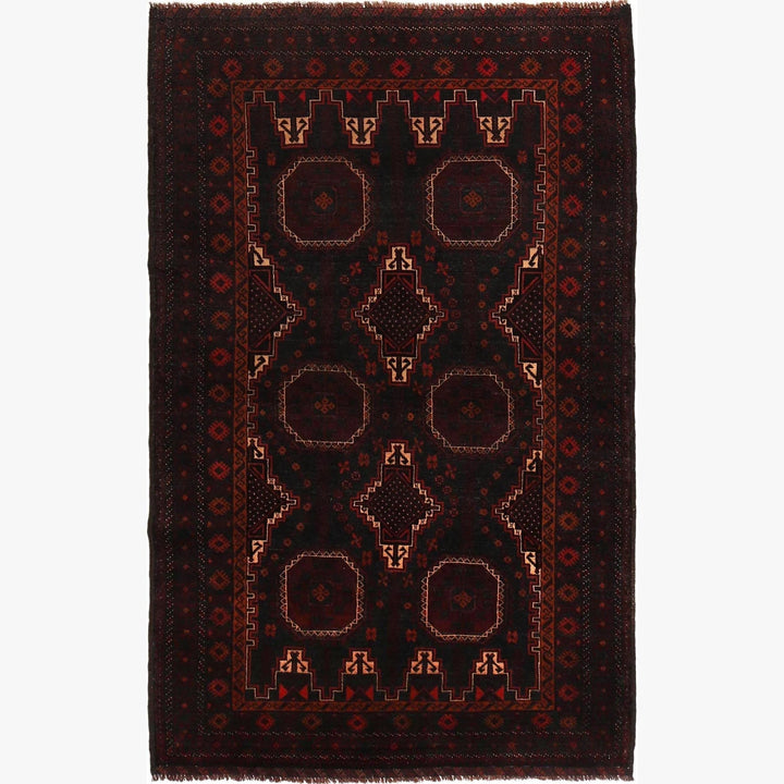 Afghan Baluchi Rug 4' 0" x 6' 3" Hand-Knotted | No. AL27809